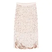 [Dries Van Noten] Dries Van Noten Embellished Floral Skirt 36 FR PINK