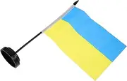 Kisangel Miniature Ukrainian Flag Solid Pole Swivel Base Flag Holder Mini for Decor