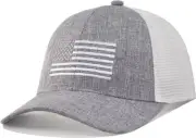 American Flag Trucker Hat - M/L/XL/XXL Snapback Ball Cap Men One Size, Grey