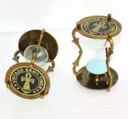 Antique Maritime Marine Brass Nautical Vintage Star Sand Timer Hourglass Decor