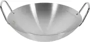 Operitacx Stainless Steel Wok Dry Double- Eared Wok Stir Fry Wok Pans Grilling Wok Pot Round Bottom Kitchen Pan Non-Stick Cooking Pot Forever Pans Comal Single Handle Frying Pan Work