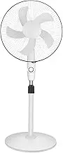 Standing Pedestal Fan, Floor Fan 3 Speed White for Home (Battery Clamp Cable)