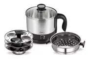 Pigeon Multipurpose Kessel 3 In 1 Multi Cooker 1.5 L Idli Stand With 3 Plates