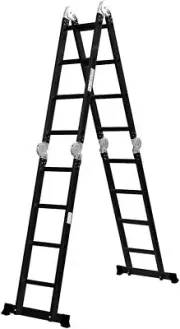 Traderight Aluminium Folding Platform Ladder 8 Step 4.7M Black