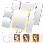 SEJOY 1x/3x/7x Makeup Mirror With 64 LED Light Mirror Magnifying Tri-Fold Touch