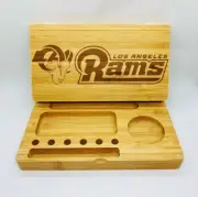 LA Rams laser engraved Bamboo rolling tray magnet back flip style gift