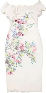 NEU! TED BAKER Damen Kleid ivory-bunt Blumenmuster Gr.2 =36