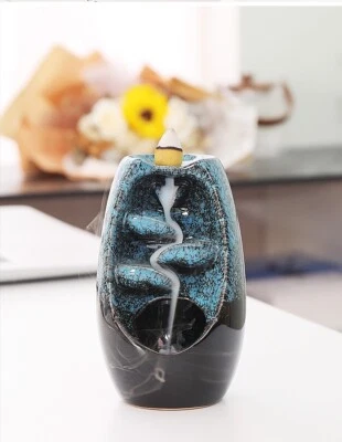 Ceramic Incense Burner with 120 Cones, Waterfall Backflow Incense Holder