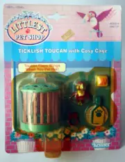 VINTAGE 1992 LITTLEST PETSHOP TICKLISH TOUCAN WITH COSY CAGE KENNER NEW SEALED !