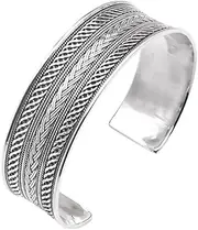 [Treasure Bay] TreasureBay Beautiful 925 Sterling Silver Cuff Bracelet, Large Braided Bangle