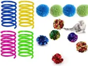 Cats Toys Balls,14 PCS Cat Toys Crinkle Ball and Spring Toys Interactive Kittens
