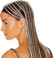 Silver Rhinestone Headband Crystal Headpieces Jewelry, Head Chain Sparkly Hair (Silver, One size)