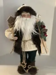 Santa Clause Figure 18 In Tall with Skis and Bag Excellent Condition