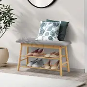 Oikiture Shoe Storage Bench 70cm Bamboo Shoes Rack Cabinet Shelf Organiser Stool