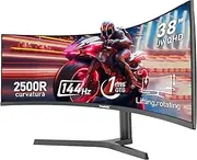 Gawfolk 38 Inch Curved Gaming Monitor, 2500R PC Screen 144Hz UWQHD 3840x1600, with FreeSync Curved Computer Display,Liftable Stand，with DP、HDMI Ports.