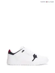 Tommy Hilfiger White Mixed Texture Fine Cleat Basketball Trainers (H52382) | $208