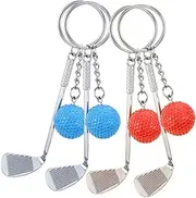 Abaodam 4Pcs Golf Ball Keychain Creative Sports Party Favors Unique Bag Hanging Ornaments Keychains for Backpack and Car Keys Workmanship present Idea