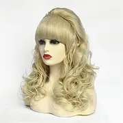 Beehive Wigs Long Wavy Blonde Wig with Bang Big Bouffant for Women fits 80s or Party Halloween Wigs