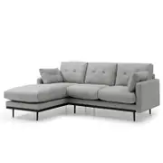 Modern Furniture HAVANA 3 Seater Sofa with Left Chaise - Light Grey & Black