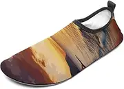 [BTCOWZRV] Water Shoes for Women Men Seaside Sunset Water Sports Shoes Slip-on Breathable Lightweight Athletic Aqua Sock