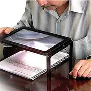 Rectangular Page Magnifier with 12 LED Lights 3X Magnifying Glass Folding and Hands-Free Led Full-Page Magnifier with Dual Power Mode for Elder, Low Vision Peo