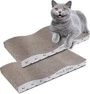 Poils bebe Cat Scratching Pad, Cardboard Reversible Cat Scratcher Large Wide Corrugated Modern Sofa Bed with Catnip (Pack of 2)