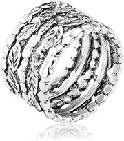 [JEAN RACHEL JEWELRY] 925 Sterling Silver Wide Ring Flowers and Leaves, Oxidized, Vintage Look Stylish Hypoallergenic, Nickel and Lead-free, Artisan Handcrafted Designer Collection Made in Israel (Size 5-11)
