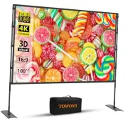 Projector Screen and Stand, 100 inch Outdoor Projector Screen Indoor,