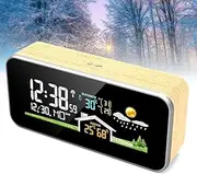 Multifunction Weather Station, Weather Station Wireless Indoor Outdoor Thermometer, Adjustable Brightness Backlight Home Forecast Station Calendar Alarm Clock, for Home Bedroom Garden