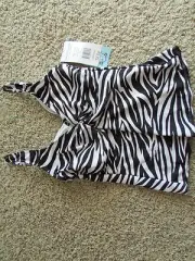 NEW PURE PARADISE ZEBRA TANKINI TOP HALTER TOP WOMENS 32C UNDERWIRE FREE SHIP