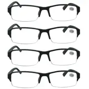 4 Pack Mens Half Frame Blue Light Blocking Reading Glasses Spring Hinge Readers