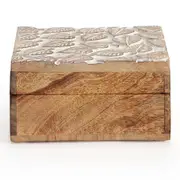 Willow & Silk Handmade 15cm Wooden Carved Trinket/Jewellery/Ornament Storage Box