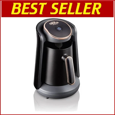 Minio Automatic Turkish Coffee Machine, 4 Cup Capacity in Black/Gold Elegance