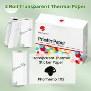 3 Rolls Thermal Paper Sticker Self-adhesive Transparent for Phomemo T02 Printer