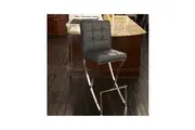 Oliver Black Leather Barstool