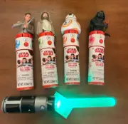 Star Wars Christmas Candy Dispenser Lot Kylo Rae BB8 CandyRific Light Saber