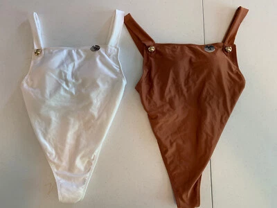 2X NWT Forever 21 White and Coppertone One Piece Swimsuit Womens Size Small