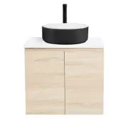 CIBO 600mm Coast Veneer Nordic Wall Hung Bathroom Vanity With Black And White Basin