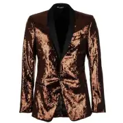 Dolce & Gabbana Sequin Tuxedo Blazer Suit Jacket Martini Bronze Black 09741