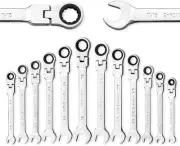 12-Piece SAE Flex-Head Ratcheting Wrench Set, Professional Chrome Vanadium...