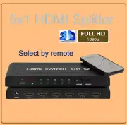 New 5 in 1 out HDMI Switcher Splitter + Amplifier 1080p for Foxtel /Game Console