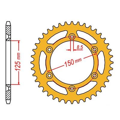 MTX Rear Sprocket 51T Gold for KTM 400 DUKE 1995 >520