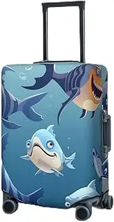 [RLDOBOFE] Travel Luggage Cover for Suitcase Elastic Suitcase Protector Ocean Fish Suitcase Covers Washable Suitcase Protective Cover Dust-proof Luggage Covers Fit 18-32 Inch Luggage, Black, X-Large