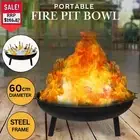 Portable Outdoor Fire Pit 60cm Steel Bowl Patio Heater Wood Charcoal Garden