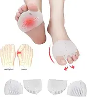 (4PCS) Ball of Foot Cushions, Bunion Corrector, Metatarsal Pads/Cushion-Reusable-Toe Separator, Soft Gel &Breathable, Best for Mortons Neuroma, Diabetic Feet, Hammer Toe, Rapid Pain Relief - White