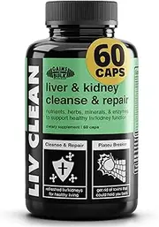 Gains in Bulk LIV Clean Liver and Kidney Cleanse & Repair | Supports Healthy Liver/Kidney Function | Fat and Toxin Reducing Athlete Health Supplement | 60 Vegetarian Capsules