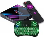 Android 10.0 TV Box, 4K Ultra HD TV Box,USB3.0 RK3318 Quad Core, Dual WiFi 2.4G/5G HDMI / 3D 100M Ethernet Android TV Video Play Box,with Mini Wireless Keyboard,4gb+64gb