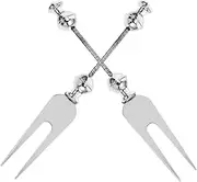 PHENOFICE 2pcs Beaded Stainless Steel Fruit Forks DIY Appetizer Utensils Sleek Design for Picnics and Travel Comfortable Grip Unique Personal Touch