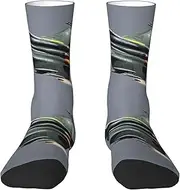 [JEJEA] Jet fighter print Socks For Men and Women Men's Moisture Control Crew Socks Gifts For Golf, Hunting, Camping