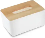 Tissue Box Dispenser Paper Storage Holder Napkin Case Organizer Wooden Cover, Durable Paper Storage Holder for Home & Office(White)